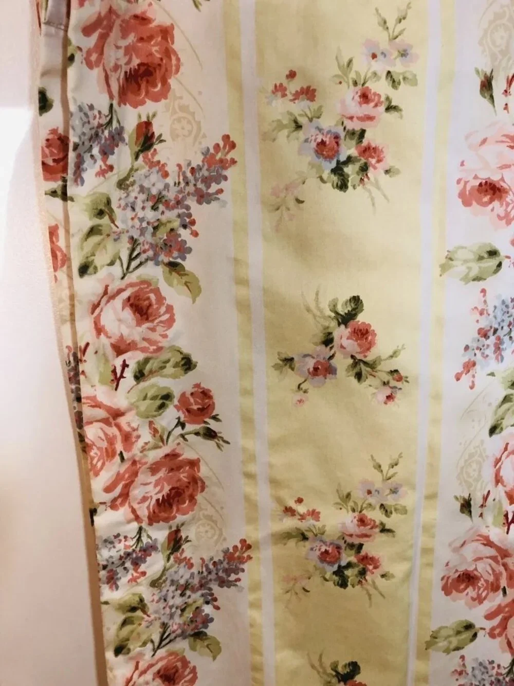 Croscill Home Floral Curtain Panels Yellow Pink Blue Rose Design 86